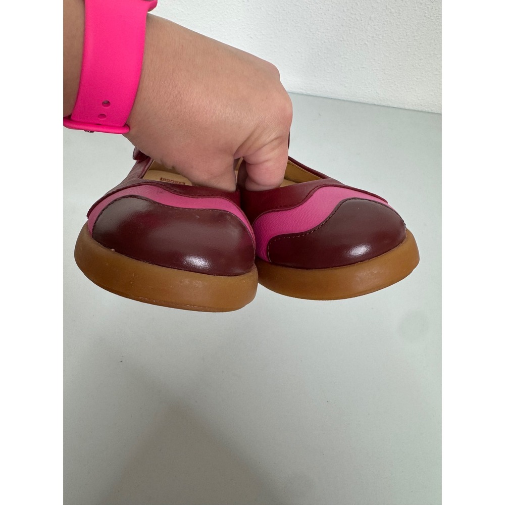 Camper Twins Kids Burgundy‎ Pink Leather Mary Jane Flats Shoes Size 33 - Picture 3 of 7